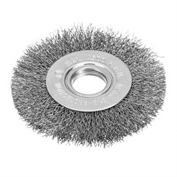 Щетка для УШМ, 100 мм, посадка 22.2 мм, плоская, витая проволока 0.3 мм Сибртех 10845