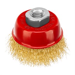 Щетка для УШМ, 65 мм, М14, "чашка", латунированная витая проволока Matrix 10849