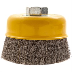 Щетка для УШМ, 100 мм, "Чашка", витая нержавеющая проволока 0.3 мм, М14 Denzel 10850