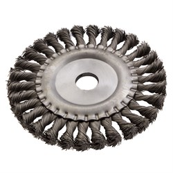 Щетка для УШМ, 150 мм, "Плоская", крученая нержавеющая проволока 0.5мм, посадка 22.2 мм Denzel 10853