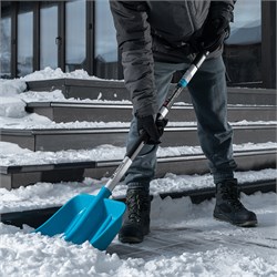 Лопата для уборки снега, полипропилен, 350х405х1300мм, алюминиевый черенок, ПВХ накладка, LUXE Palisad 11305