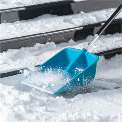 Лопата для уборки снега, полипропилен, 365х460х1500мм, алюминиевый черенок, ПВХ накладка, LUXE Palisad 11306