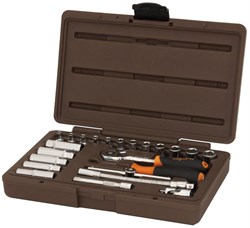 Набор головок торцевых с аксессуарами 1/4"DR, 4-13 мм, 23 предмета Ombra 911423 12348