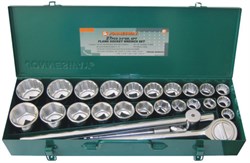 Набор головок торцевых 3/4"DR, дюймовых 12 гр. SAE 7/8"--2", метрических 6 гр. 22-50 мм, 27 предметов Jonnesway S04H6327S 12399