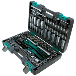 Набор инструментов 1/2", 1/4", CrV, 12 гранные головки, пластиковый кейс, 109 предмета Stels 4934 - фото 31845