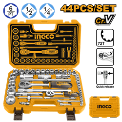 Набор торцевых головок INGCO HKTS42441 INDUSTRIAL 1/4" 4-13 мм и 1/2" 8-32 мм 44 шт. 6471 - фото 58847