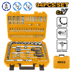 Набор торцевых головок INGCO HKTS42941 INDUSTRIAL 1/4" 4-13 мм и 1/2" 10-32 мм 94 шт. 6473 - фото 58852