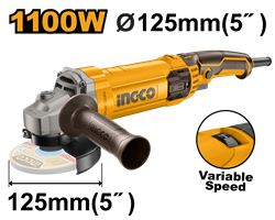 Угловая шлифовальная машина (УШМ) c регулировкой оборотов INGCO AG1100385 INDUSTRIAL 125 мм 1,1 кВт 6753 - фото 62115