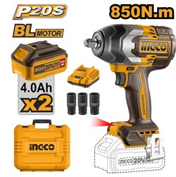 Аккумуляторный бесщеточный ударный гайковерт INGCO CIWLI2040 INDUSTRIAL 20 В 1/2" 400 Нм 6765 - фото 62139