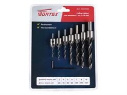 Набор сверл для зенковки 7 шт. (3-10 мм) WORTEX (Сверла с зенкером (3,4,5,6,7,8,10 мм)) 8227 - фото 78309