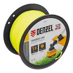 Леска для триммера круглая, 3,0мм х 123м, на DIN катушке FLEX CORD, Denzel 9042 - фото 90705