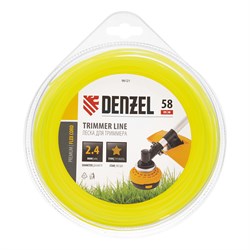 Леска для триммера, звезда 2.4 мм х 58 м, блистер Flex cord Denzel 9052 - фото 90802