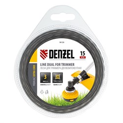 Леска для триммера двухкомпонентная, квадратная 3 мм x 15 м Extra cord Denzel 9062 - фото 90891