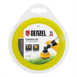 Леска для триммера, квадрат 2.4 мм х 15 м, блистер Flex cord Denzel 9077 - фото 91024