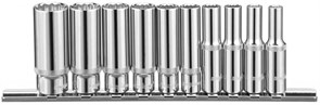 Набор головок торцевых глубоких 12-гранных 1/4"DR на держателе, SAE 3/16"--9/16", 10 предметов Ombra 914910 12339