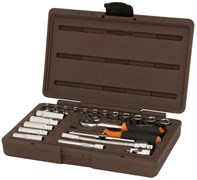 Набор головок торцевых с аксессуарами 1/4"DR, 4-13 мм, 23 предмета Ombra 911423 12348