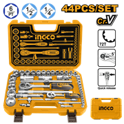 Набор торцевых головок INGCO HKTS42441 INDUSTRIAL 1/4" 4-13 мм и 1/2" 8-32 мм 44 шт. 6471