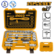 Набор торцевых головок INGCO HKTS12251 INDUSTRIAL 1/2" 10-32 мм 25 шт. 6474