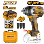 Аккумуляторный бесщеточный ударный гайковерт INGCO CIWLI2040 INDUSTRIAL 20 В 1/2" 400 Нм 6765