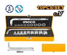 Набор торцевых головок с трещоткой INGCO HKTS12122 INDUSTRIAL 1/2" 10-24 мм 12 шт. 6785