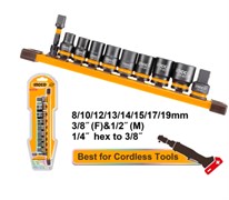 Набор торцевых ударных головок INGCO HKISSD38104 INDUSTRIAL 3/8" 8-19 мм 10 шт. 6787