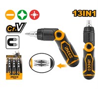Отвертка с трещоткой и битами 13 в 1 INGCO AKISD1208 6796