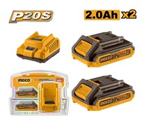 Набор аккумуляторов и зарядное устройство INGCO FBCPK1222 INDUSTRIAL 2x2 Ач 6822