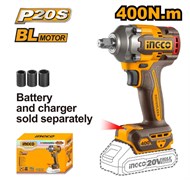 Аккумуляторный бесщеточный ударный гайковерт INGCO CIWLI20401 INDUSTRIAL 20 В 1/2" 400 Нм 6879