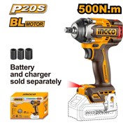 Аккумуляторный бесщеточный ударный гайковерт INGCO CIWLI20501 INDUSTRIAL 20 В 1/2" 500 Нм 6880