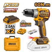 Аккумуляторный бесщеточный шуруповерт INGCO CDLI20602 INDUSTRIAL 20 В 60 Нм 22+1 6881