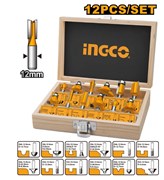 Набор фрез по дереву INGCO AKRT1221 12 шт. 12 мм 6905