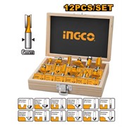 Набор фрез по дереву INGCO AKRT1201 12 шт. 6 мм 6906
