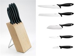Набор ножей 5 шт. с деревянным блоком Essential Fiskars 7003