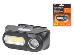 Фонарь налобный светодиодный аккум. 3Вт+3Вт ЮПИТЕР (USB A - micro-USB кабель в комплекте) 7865