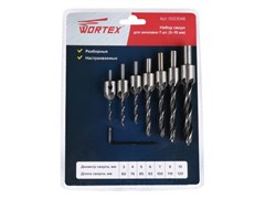 Набор сверл для зенковки 7 шт. (3-10 мм) WORTEX (Сверла с зенкером (3,4,5,6,7,8,10 мм)) 8227