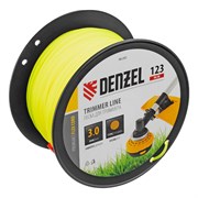Леска для триммера круглая, 3,0мм х 123м, на DIN катушке FLEX CORD, Denzel 9042